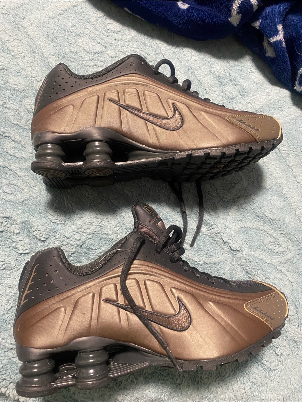 Nike Men’s Shox Sneakers in Bronze and Black